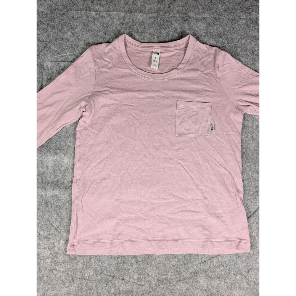 The North Face Womens Long Sleeve Pocket T-Shirt Mauve Pink Crew Neck 3764 - Picture 4 of 9